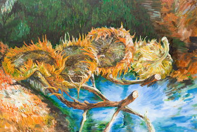 Ljuddämpande tavla - Four sunflowers as painted