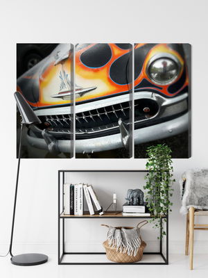Ljuddämpande tavla - Antique car with flames