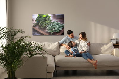 Ljuddämpande tavla - Bundles of herbs on a wooden