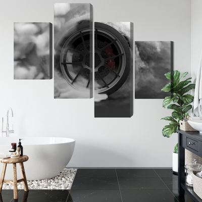 Ljuddämpande tavla - Car wheel in a cloud of 3d