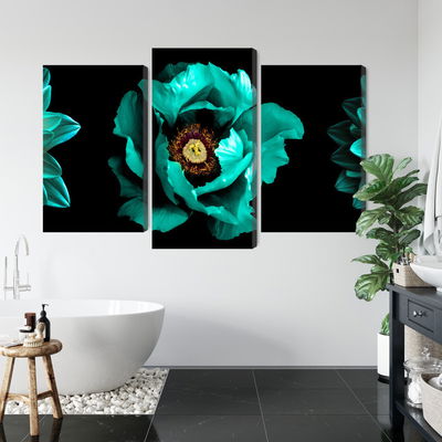 Ljuddämpande tavla - Turquoise flowers on a black