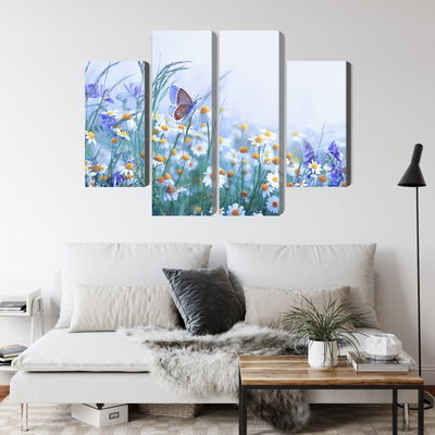 Ljuddämpande tavla - Butterfly and wildflowers