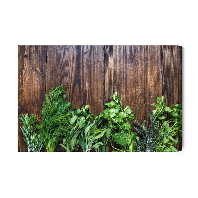 Ljuddämpande tavla - Fresh herbs on wood