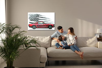 Ljuddämpande tavla - Sports car on a gray retro