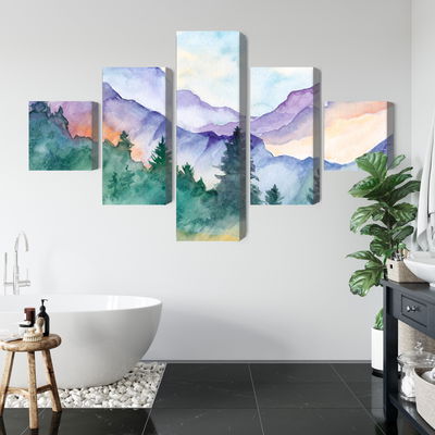 Ljuddämpande tavla - Painted mountain landscape