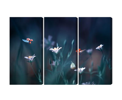 Ljuddämpande tavla - Ladybugs and wildflowers