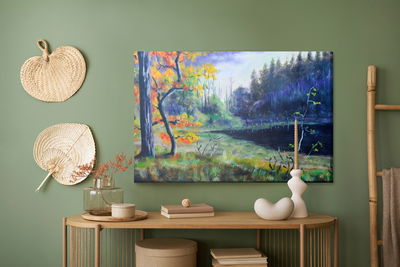 Ljuddämpande tavla - Autumn forest in the evening