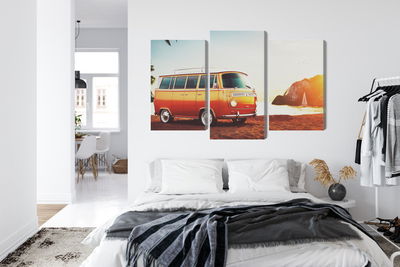 Ljuddämpande tavla - Retro car on the beach