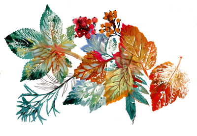 Ljuddämpande tavla - Autumn leaves as if painted