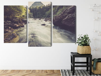 Ljuddämpande tavla - Mountain river in the forest
