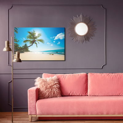 Ljuddämpande tavla - White beach with palm