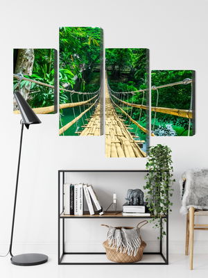 Ljuddämpande tavla - Bamboo bridge in the rain