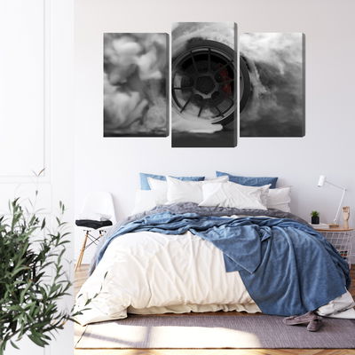 Ljuddämpande tavla - Car wheel in a cloud of 3d