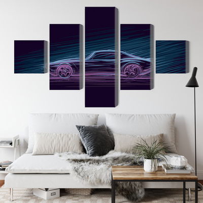 Ljuddämpande tavla - Neon muscle car