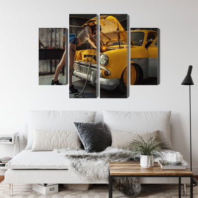 Ljuddämpande tavla - Sexy woman welded to a car