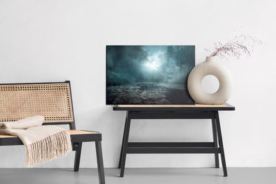 Ljuddämpande tavla - River in a misty forest