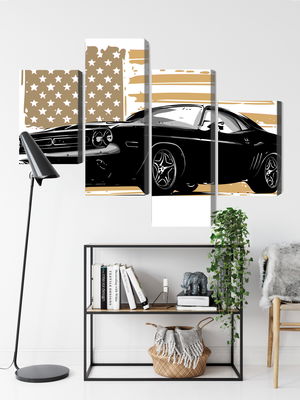 Ljuddämpande tavla - American muscle car with Usa