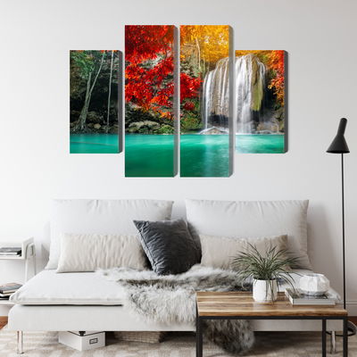 Ljuddämpande tavla - Cascade in the autumn forest