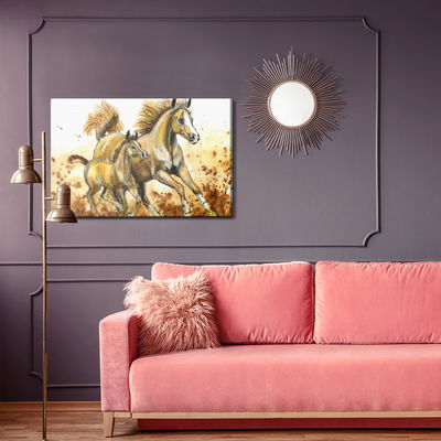 Ljuddämpande tavla - Galloping horses painted