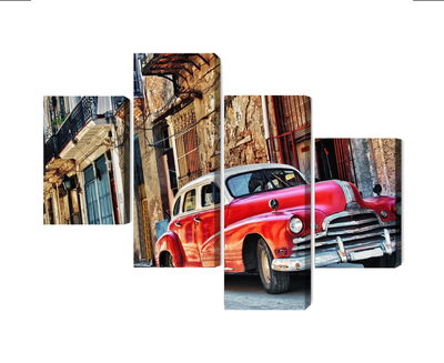 Ljuddämpande tavla - Old american car and havana