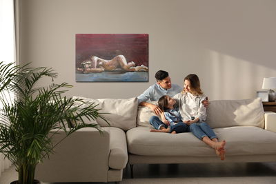 Ljuddämpande tavla - Woman painted with oil paints