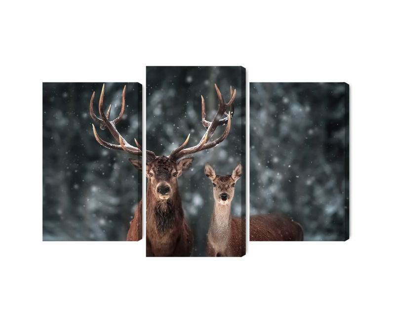 Ljuddämpande tavla - Deer and doe in the 3d forest