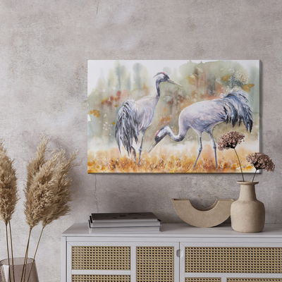 Ljuddämpande tavla - Cranes on field