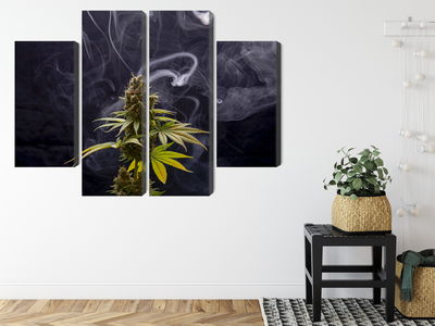 Ljuddämpande tavla - Cannabis plant on a smoky