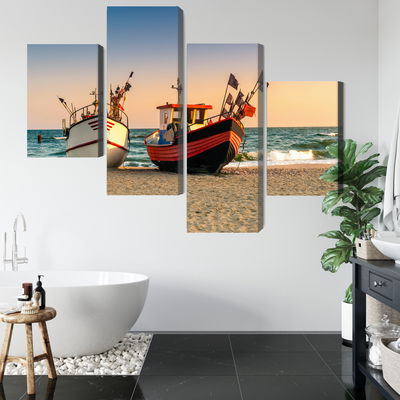 Ljuddämpande tavla - Fishing boats on the beach