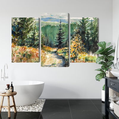 Ljuddämpande tavla - Forest landscape painted