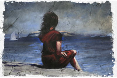 Ljuddämpande tavla - Woman on the beach