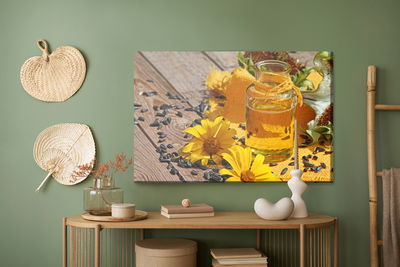 Ljuddämpande tavla - Sunflower oil with flowers