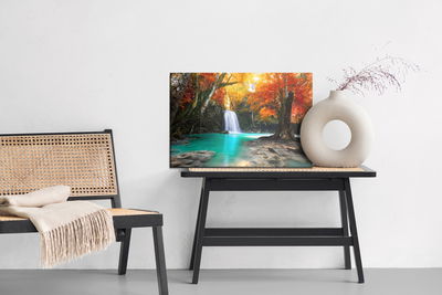 Ljuddämpande tavla - Waterfall in autumn forest 3d