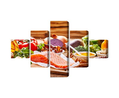Ljuddämpande tavla - Salmon among vegetables