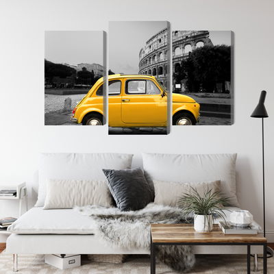 Ljuddämpande tavla - Yellow retro car