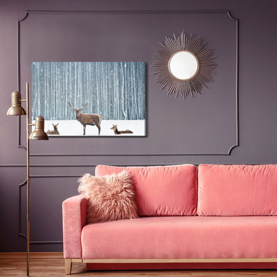 Ljuddämpande tavla - Deer and does in a winter