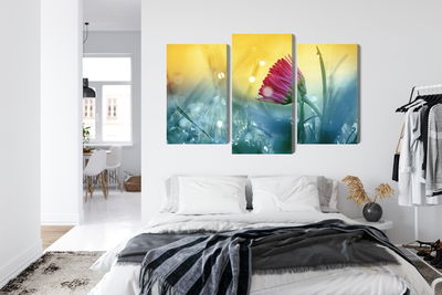 Ljuddämpande tavla - Pink flower on a 3d meadow