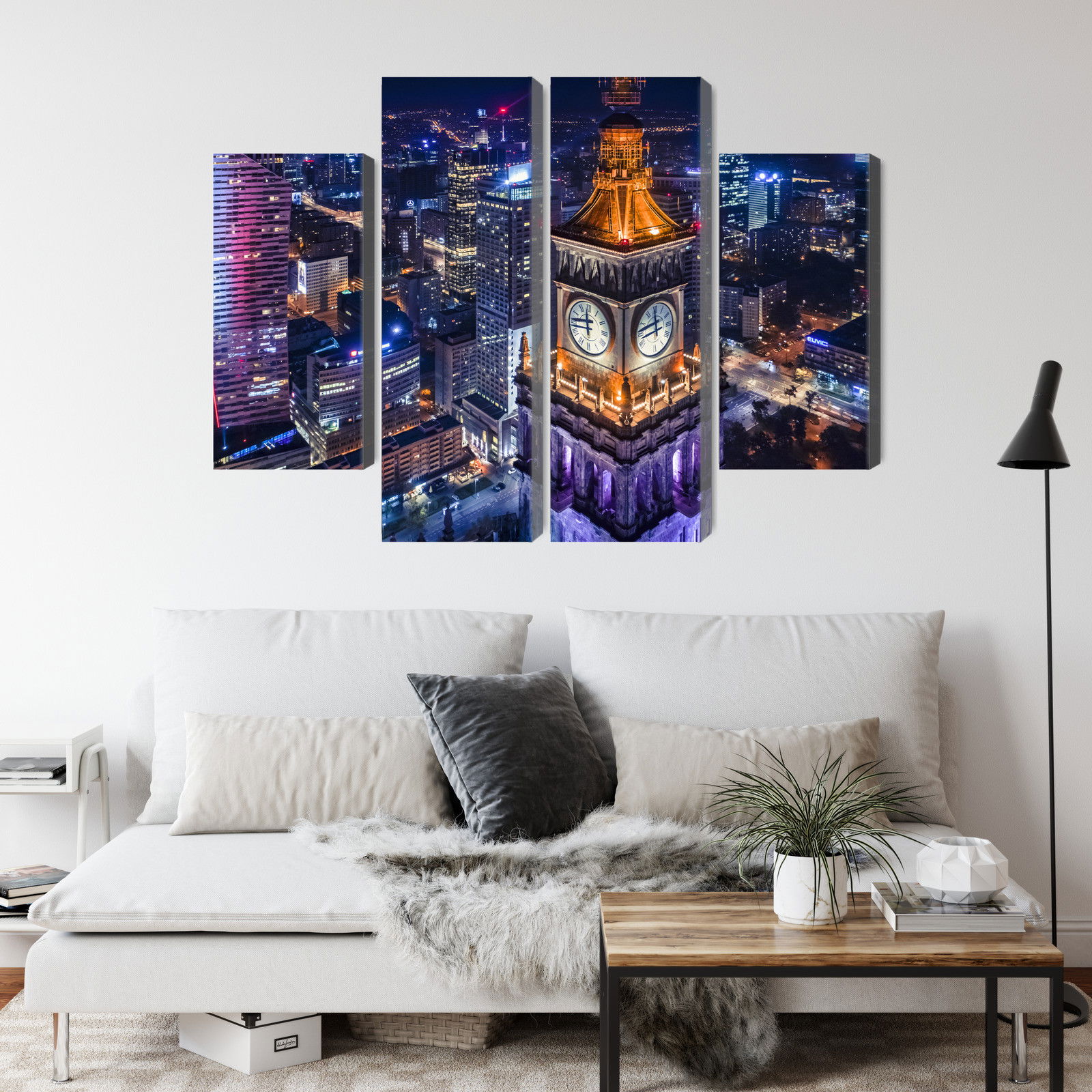 Ljuddämpande tavla - Warsaw panorama at night