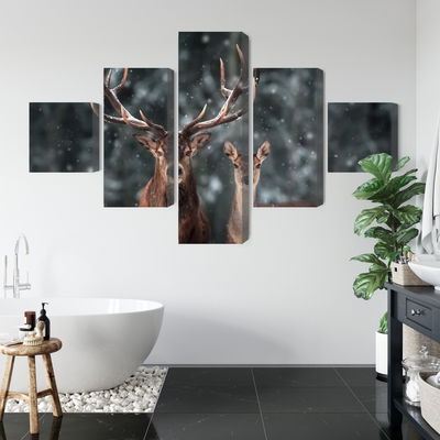 Ljuddämpande tavla - Deer and doe in the 3d forest