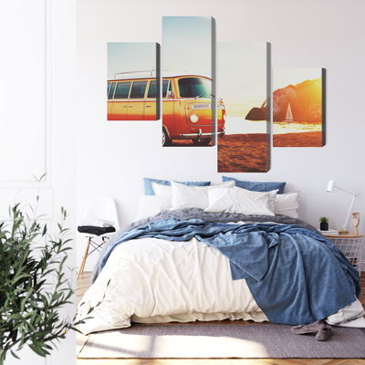 Ljuddämpande tavla - Retro car on the beach