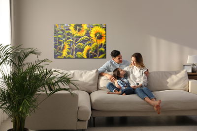 Ljuddämpande tavla - Sunflower flowers as painted