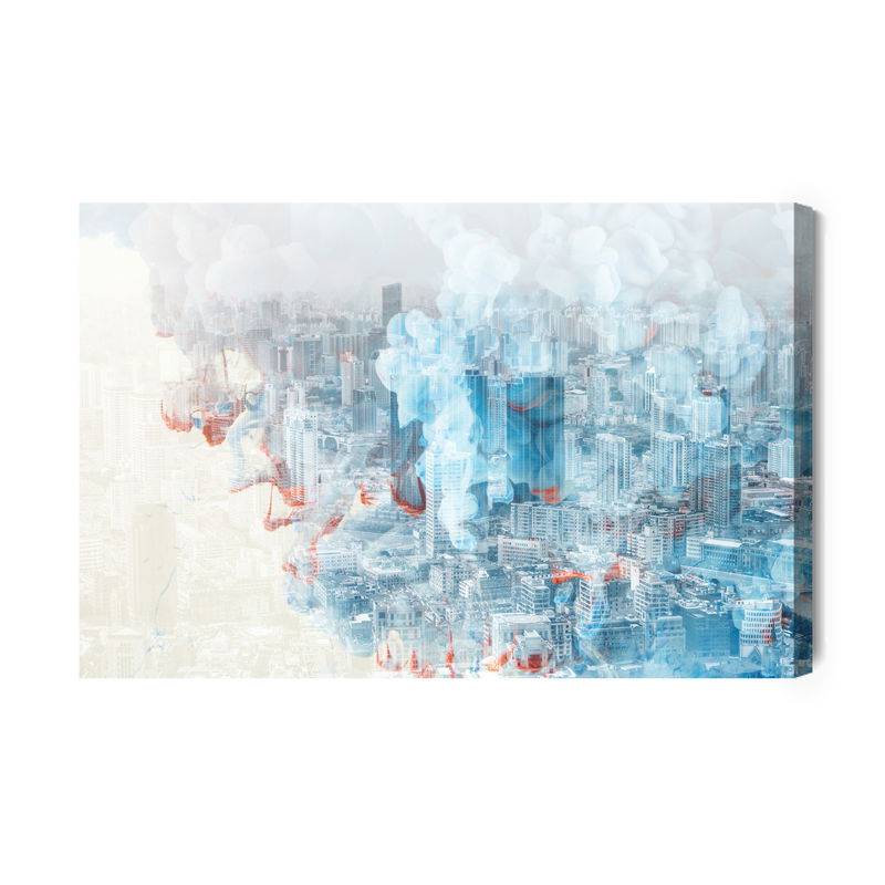 Ljuddämpande tavla - Colored abstract city