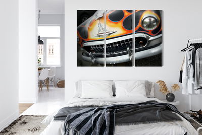 Ljuddämpande tavla - Antique car with flames