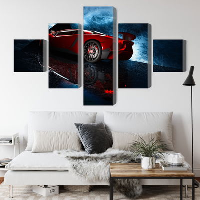 Ljuddämpande tavla - Sports car on an abstract