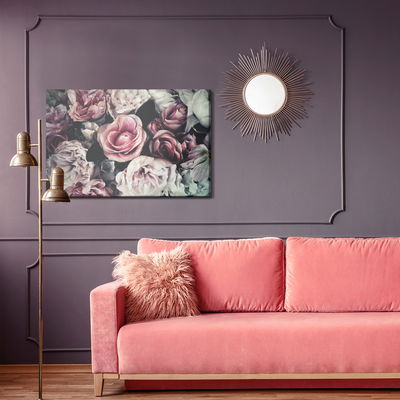Ljuddämpande tavla - Pink flowers in vintage style