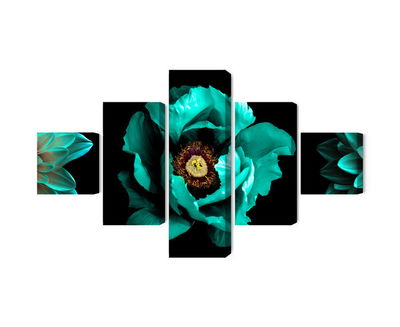 Ljuddämpande tavla - Turquoise flowers on a black