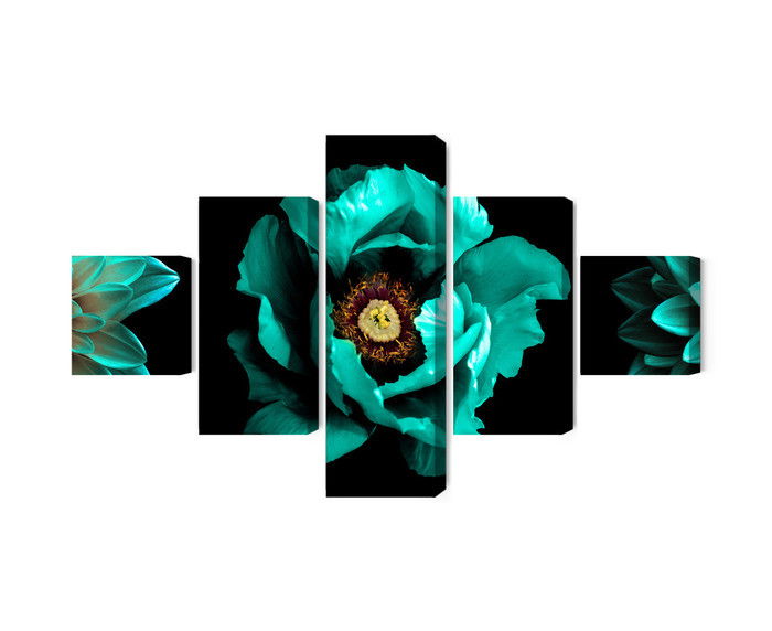 Ljuddämpande tavla - Turquoise flowers on a black