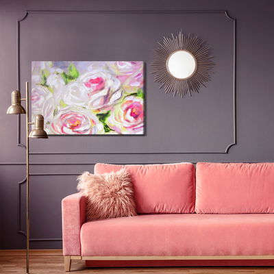 Ljuddämpande tavla - Blooming roses as painted