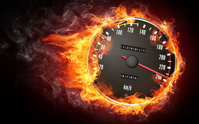 Ljuddämpande tavla - Speedometer in flames