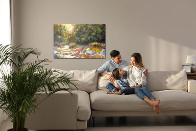 Ljuddämpande tavla - Trees and autumn flowers